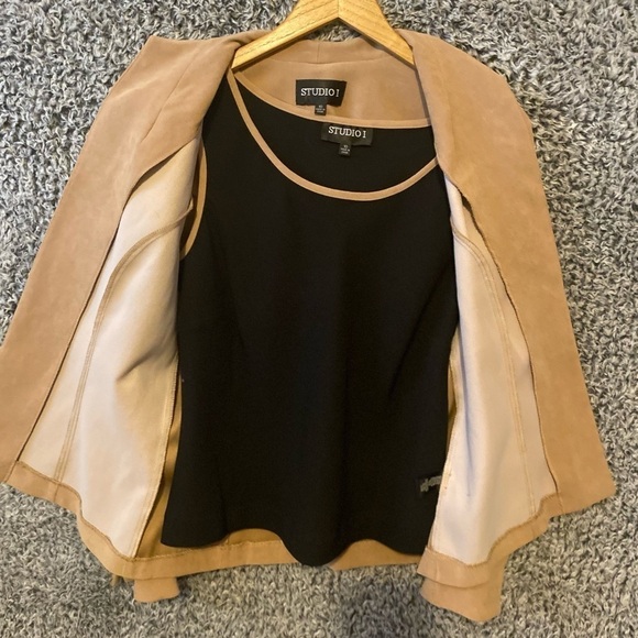 Studio 1 Beaded Blazer Womens Jacket 10 Brown Embroidered Open Front Retro Chic - Picture 9 of 11